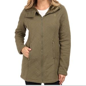 North Face green quilted “Caroluna” zip up fleece.